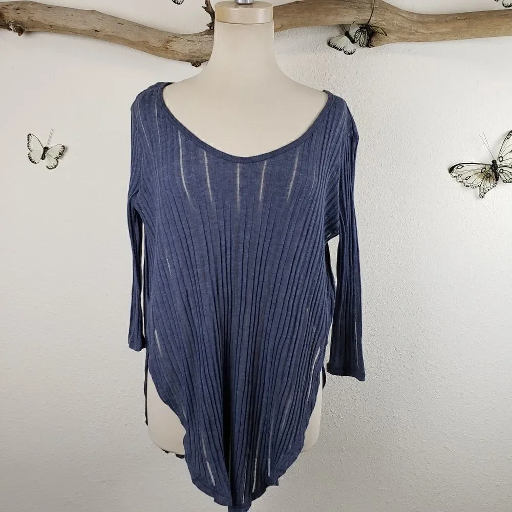 Free people Astoria split ribbed tee denim
